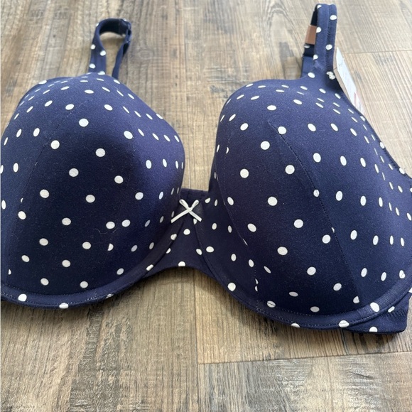 Polka Dot Navy Blue Tshirt Bra - Picture 3 of 9